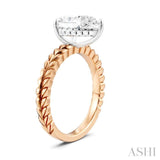 1/10 Ctw Pear Shape Round Cut Diamond Semi-Mount Engagement Ring in 14K Rose and White Gold
