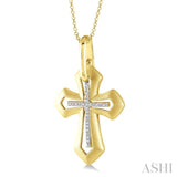 1/20 Ctw Roman Cross Round Cut Diamond Fashion Pendant With Chain in Yellow Gold Vermeil