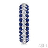 1/2 Ctw 2MM Round Cut Sapphire and Round Cut Diamond Precious Hoop Earrings in 14K White Gold