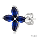 5X2.5 MM Marquise Shape Sapphire Floral Precious Earrings in 10K White Gold