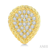 1/5 Ctw Pear Shape Rope Border Round Cut Diamond Fashion Stud Earrings in 10K Yellow Gold