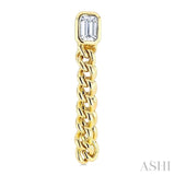 1/3 Ctw Curb Link Dangler Bezel Set Emerald Cut Diamond Fashion Earring in 14K Yellow Gold