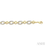1/10 Ctw Oval Shaped Open Window Link Round Cut Diamond Bracelet in Yellow Gold Vermeil