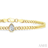 1/4 Ctw Pear Cut Diamond Curb Link Bracelet in 14K Yellow Gold