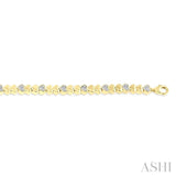 1/6 Ctw Puffed Heart Round Cut Diamond Bracelet in Yellow Gold Vermeil