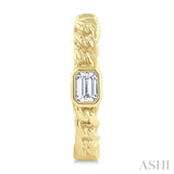 1/3 Ctw Bezel Set Emerald Cut Diamond Curb Link Fashion Hoop Earrings in 14K Yellow Gold