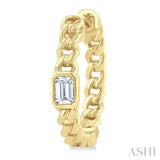 1/3 Ctw Bezel Set Emerald Cut Diamond Curb Link Fashion Hoop Earrings in 14K Yellow Gold