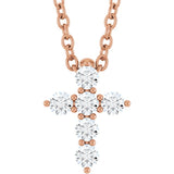 14K Rose Gold 1/6 CTW Natural Diamond Cross 16-18" Necklace