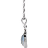 14K White Gold 6x4 mm Natural Rainbow Moonstone & .015 CT Natural Diamond 16-18" Necklace