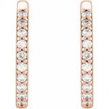 14K Rose Gold 1/6 CTW Natural Diamond Hinged 15 mm Hoop Earrings