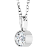 Platinum 1/4 CT Natural Diamond Bezel-Set Solitaire 16-18" Necklace