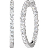 14K White Gold 3 CTW Lab-Grown Diamond Inside-Outside Hinged 30 mm Hoop Earrings