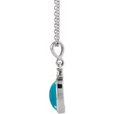 Platinum 8x6 mm Natural Turquoise & .03 CT Natural Diamond 16-18" Necklace