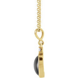 14K Yellow Gold 8x6 mm Natural Black Onyx & .03 CT Natural Diamond 16-18" Necklace