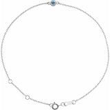 14K White Gold Natural Aquamarine Bezel-Set Solitaire 6 1/2-7 1/2" Bracelet