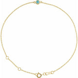 14K Yellow Gold Natural Blue Zircon Bezel-Set Solitaire 6 1/2-7 1/2