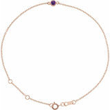 14K Rose Gold Natural Amethyst Bezel-Set Solitaire 6 1/2-7 1/2" Bracelet