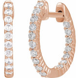 14K Rose Gold 1/2 CTW Lab-Grown Diamond Inside-Outside Hinged 14.5 mm Hoop Earrings