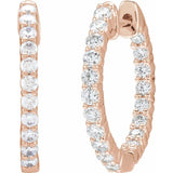 14K Rose Gold 3/4 CTW Lab-Grown Diamond Inside-Outside Hinged 17.2 mm Hoop Earrings