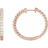 14K Rose Gold 3 CTW Natural Diamond Inside-Outside Hinged 30 mm Hoop Earrings