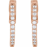 14K Rose Gold 1/3 CTW Natural Diamond Inside-Outside 15.5 mm Hinged Hoop Earrings