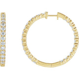 14K Yellow Gold 5 CTW Lab-Grown Diamond Inside-Outside Hinged 37.8 mm Hoop Earrings