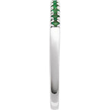 14K White Gold Lab-Grown Emerald Stackable Ring