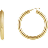 14K Yellow Gold Round Tube 45 mm Hoop Earrings