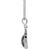 14K White Gold 5x3 mm Natural Black Onyx & .03 CT Natural Diamond 16-18" Necklace