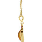 14K Yellow Gold 6x4 mm Natural Citrine & Natural Pink Tourmaline 16-18" Necklace