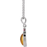 Platinum 6x4 mm Natural Citrine & Natural Pink Tourmaline 16-18" Necklace