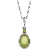 Sterling Silver 8x6 mm Natural Peridot 16-18" Necklace