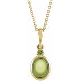 14K Yellow Gold 8x6 mm Natural Peridot 16-18" Necklace