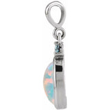 Sterling Silver 5x3 mm Lab-Grown White Opal & Natural London Blue Topaz Pendant