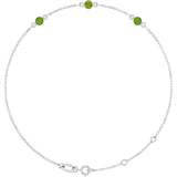 14K White Gold Natural Peridot Bezel-Set 3-Stone 6 1/2-7 1/2