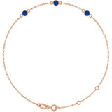 14K Rose Gold Natural Blue Sapphire Bezel-Set 3-Stone 6 1/2-7 1/2