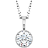 Sterling Silver 5/8 CT Natural Diamond Bezel-Set Solitaire 16-18" Necklace