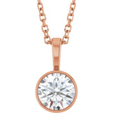 14K Rose Gold 5/8 CT Lab-Grown Diamond Bezel-Set Solitaire 16-18