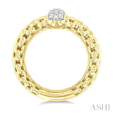 1/8 Ctw Bold Cable Chain Inspired Round Cut Diamond Fashion Ring in Yellow Gold Vermeil