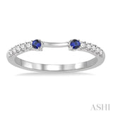 2.10 MM Round Shape Sapphire and 1/6 Ctw Round Cut Diamond Precious Band in 14K White Gold