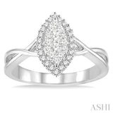 1/3 Ctw Marquise Shape Round Cut Diamond Lovebright Ring in 14K White Gold