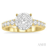 1 1/10 Ctw Round Cut Lovebright Diamond Ring in 14K Yellow and White Gold