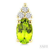 1/20 Ctw Oval Cut 5X3 MM Peridot and Round Cut Diamond semi-precious Earrings in 10K Yellow Gold