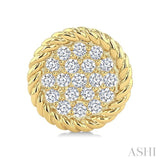 1/5 Ctw Round Cut Diamond Rope Border Circle Motif Fashion Stud Earring in 10K Yellow Gold