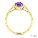 16X7 MM Marquise Shape Amethyst and 1/6 Ctw Round Cut Diamond Semi-Precious Ring in 10K Yellow Gold