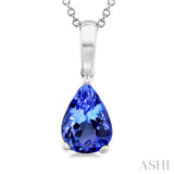 7X5MM Pear Cut Tanzanite Precious Solitaire Pendant With Chain in 14K White Gold
