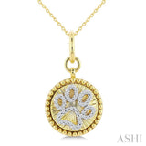 1/6 Ctw Round Cut Diamond Dog Paw Round Fluted Medallion Fashion Pendant With Chain in 10K Yellow and White Gold