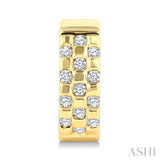 1/4 Ctw Round Cut Golden Glow Diamond Checkered Half Hoop Fashion Earrings in 10K Yellow Gold