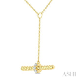 1/20 Ctw Round Cut Diamond  T-Bar Fashion Rope Necklace in 10K Yellow Gold