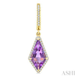 14X7 MM Evoque Gemstones Kite Shape Amethyst and 1/3 Ctw Round Cut Diamond Semi-Precious Earrings in 14K Yellow Gold